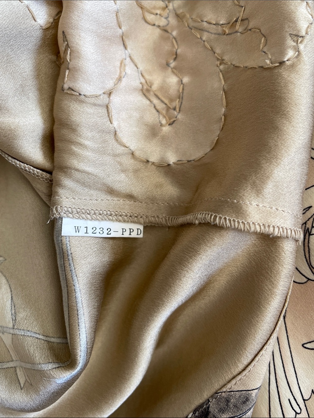 Vintage Silk beaded unlined jacket Beige Floral , Beards Button-Front - Picture 10 of 11